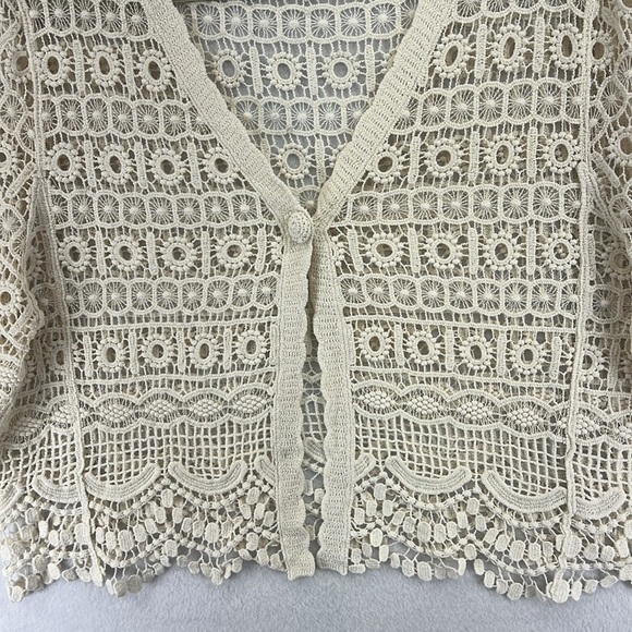 Liverpool Lace/Crochet Cardigan Size XL/1X Cream Beautiful Like New - Picture 5 of 11